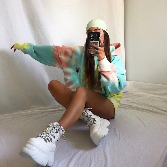 Playboy Pastel Tie Dye Oversized Hoodie Dress - Picture 6 of 6
